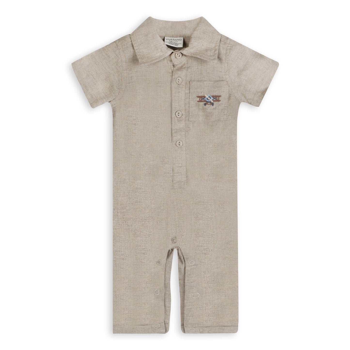 Bennett Linen Baby Romper Jumpsuit (Linen Blend): Natural