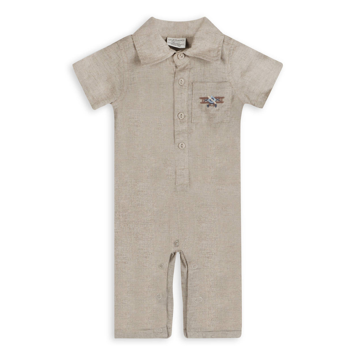Bennett Linen Baby Romper Jumpsuit (Linen Blend): Natural