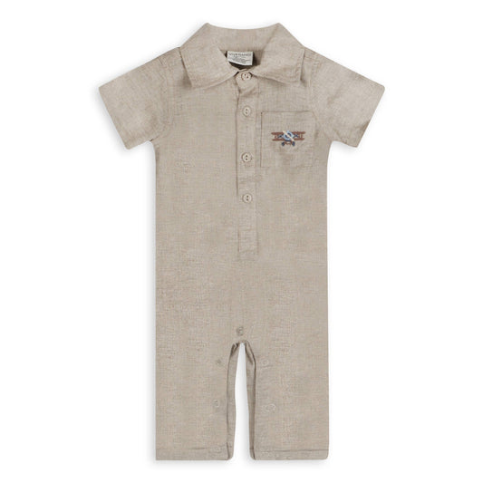 Bennett Linen Baby Romper Jumpsuit (Linen Blend): Natural