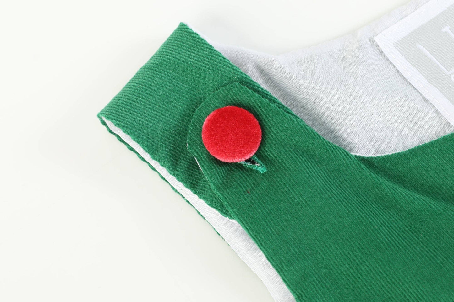 Green Corduroy Christmas Applique Dress: