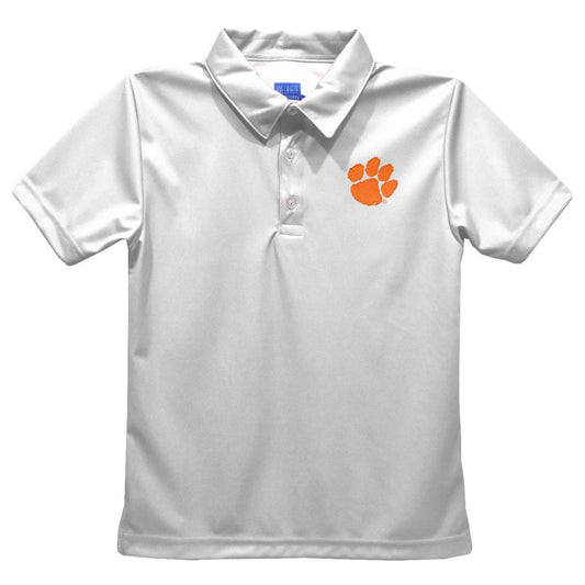 Clemson Tigers Embroidered White Polo Shirt