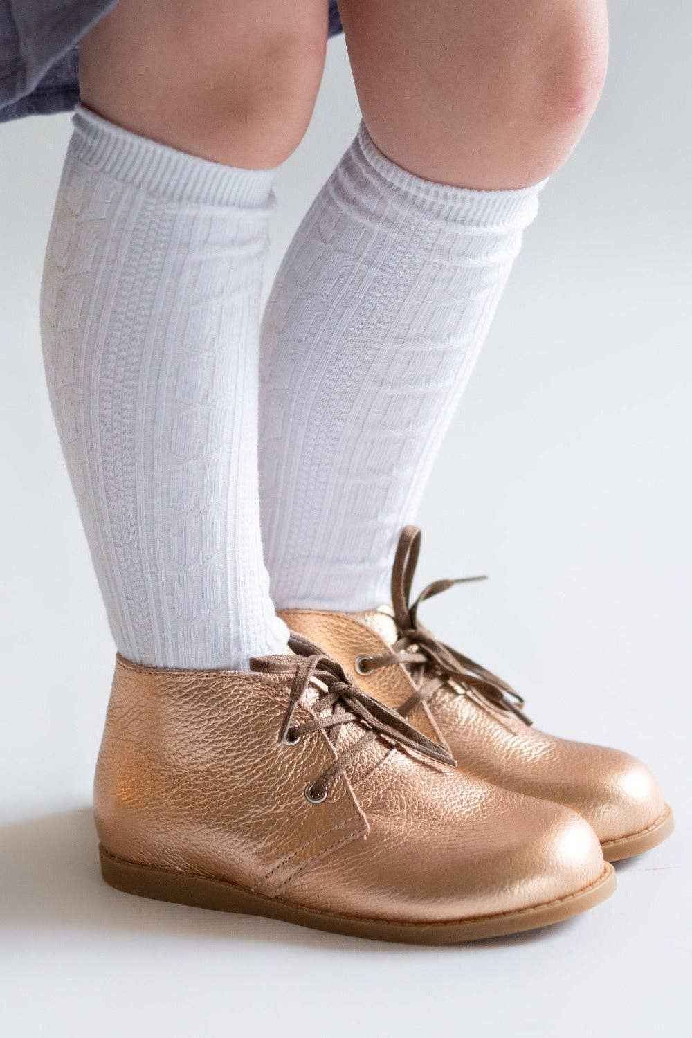 White Cable Knit Knee High Socks: 0-6M