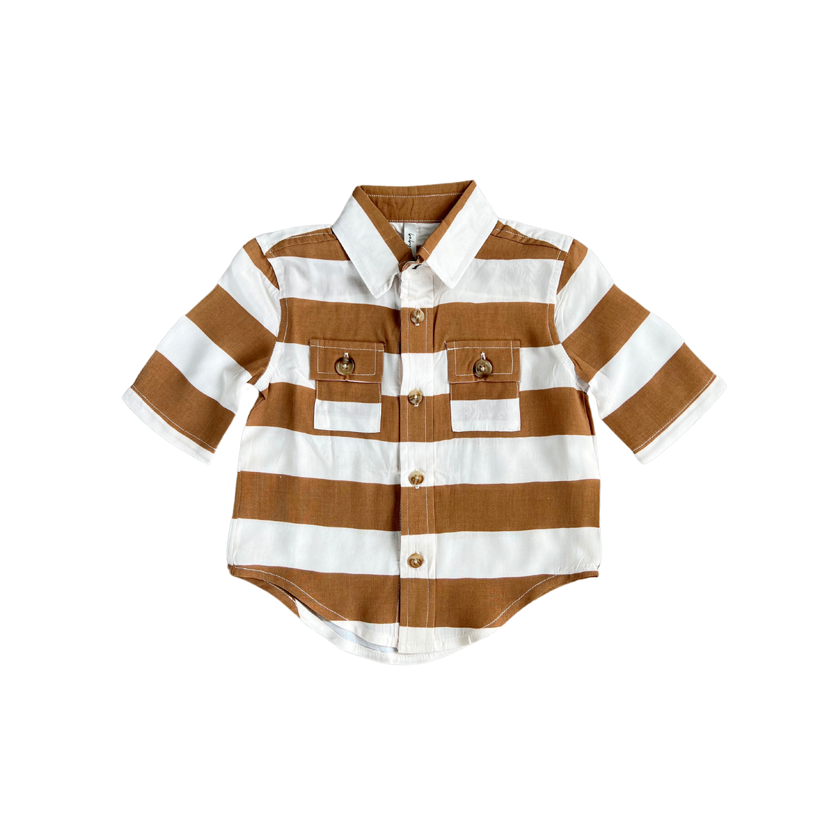 Utility Shirt: Stripe in Toffee