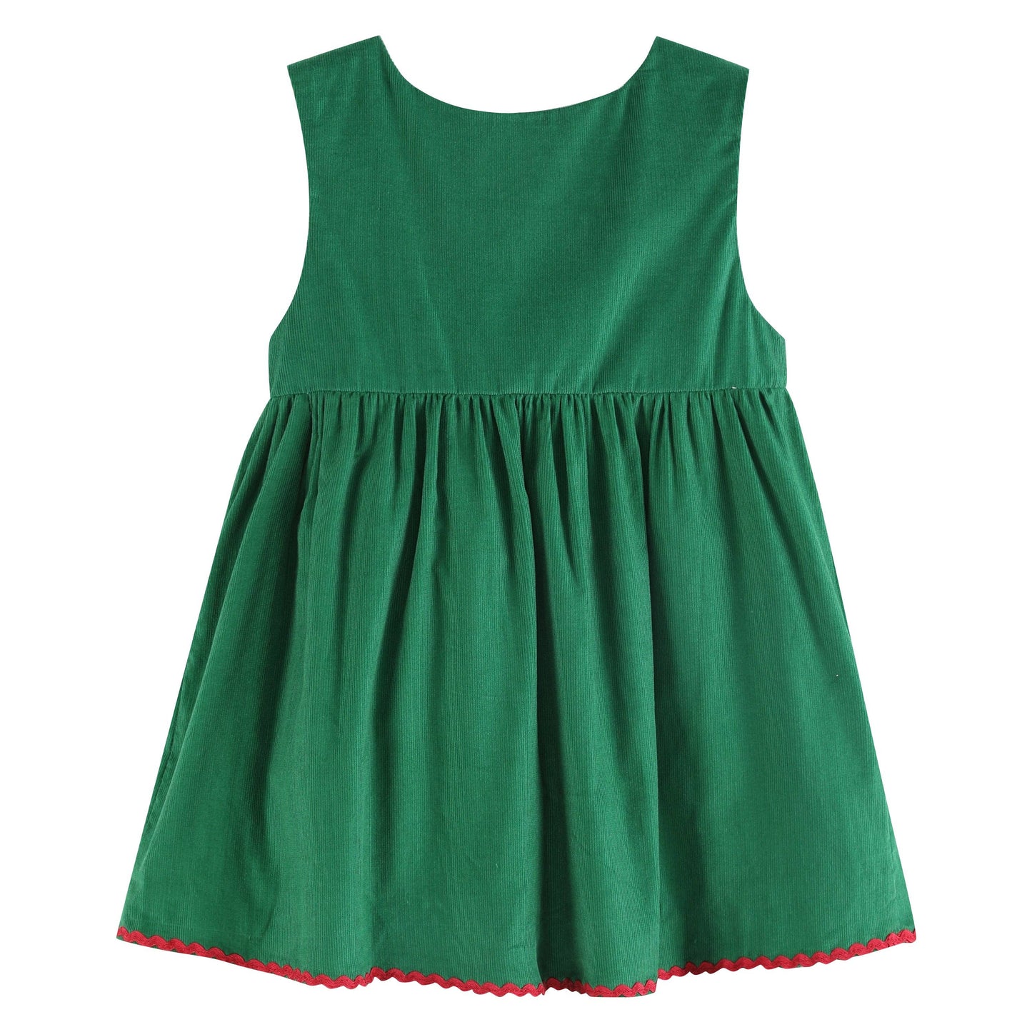 Green Corduroy Christmas Applique Dress: