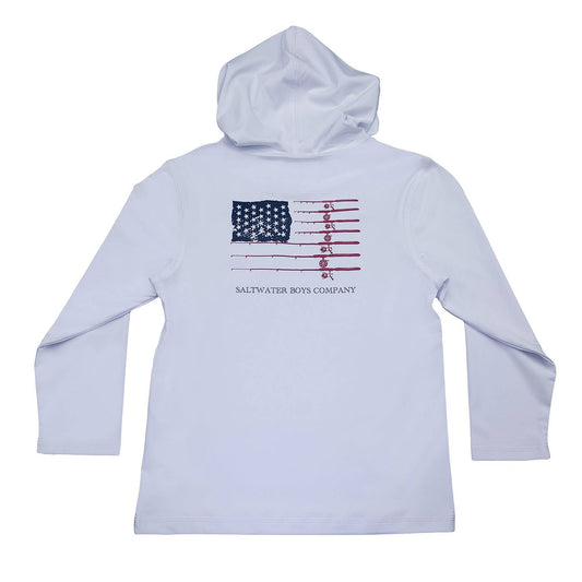 Boys Performance Hoodie White Fishing