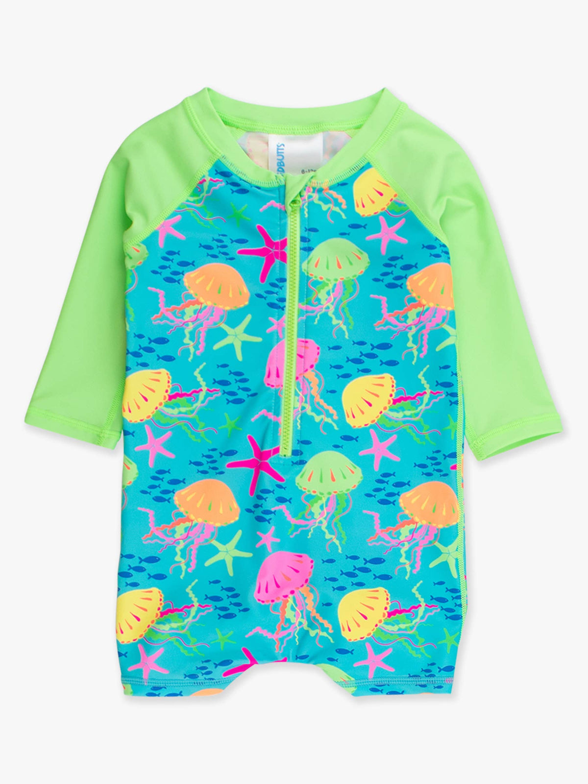 Baby Boys Neon Jelly Time Long Sleeve One Piece Rash Guard Swimsuit: Blue