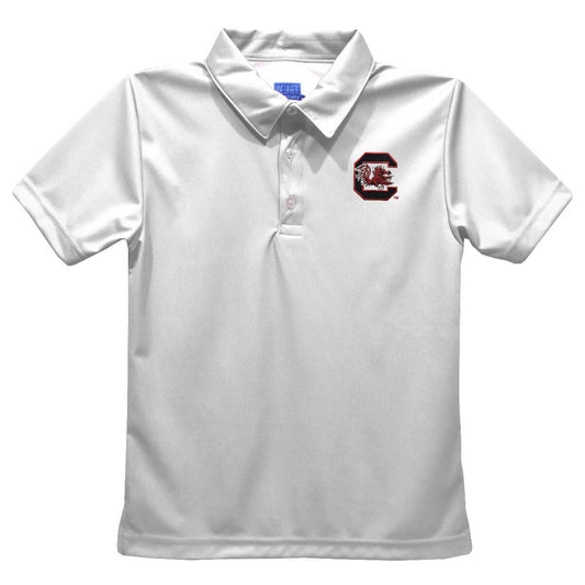South Carolina Gamecocks Embroidered White Polo Shirt