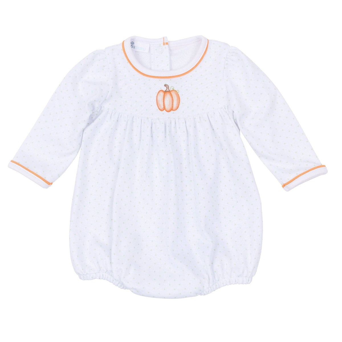 Baby Pumpkin Ruffle Long Sleeve Bubble: 3 Months