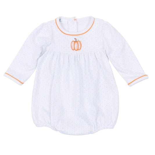 Baby Pumpkin Ruffle Long Sleeve Bubble: 3 Months