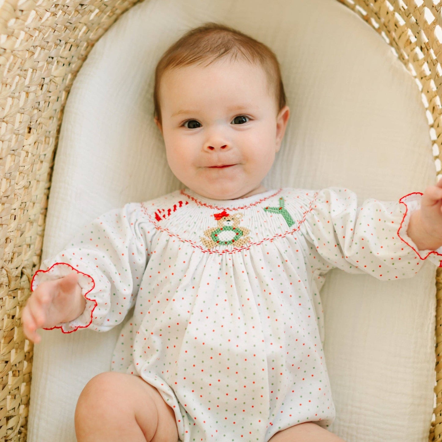 Christmas Joy Classics Bishop Long Sleeve Bubble - Red Girl: 9 Months