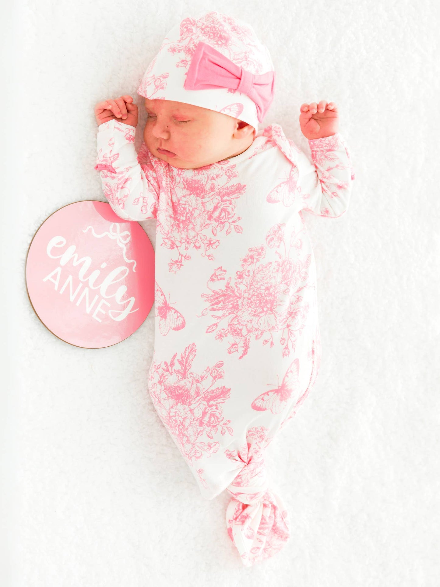 SoftSnooze™ Women's Bamboo Viscose Pink Butterfly Garden Toile Mommy & Me Maternity Robe & Gown