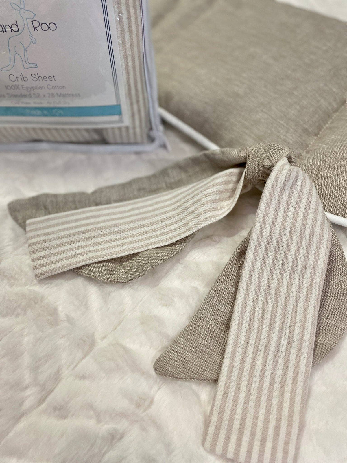 Flax Linen and Flax Linen Stripe 2-pc. Bedding Set - Wild Lapin Children’s Boutique