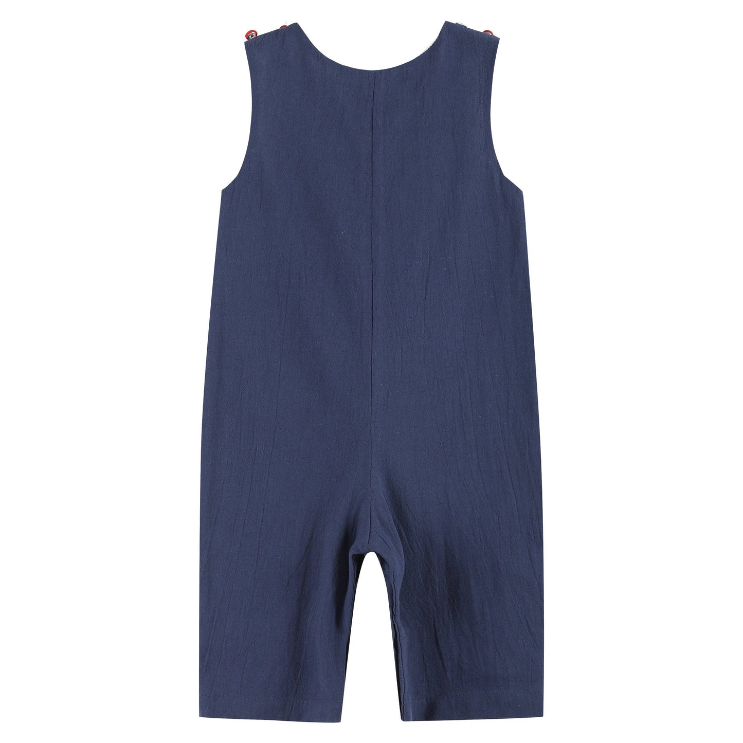 Navy Blue Santa Smocked Overalls:
