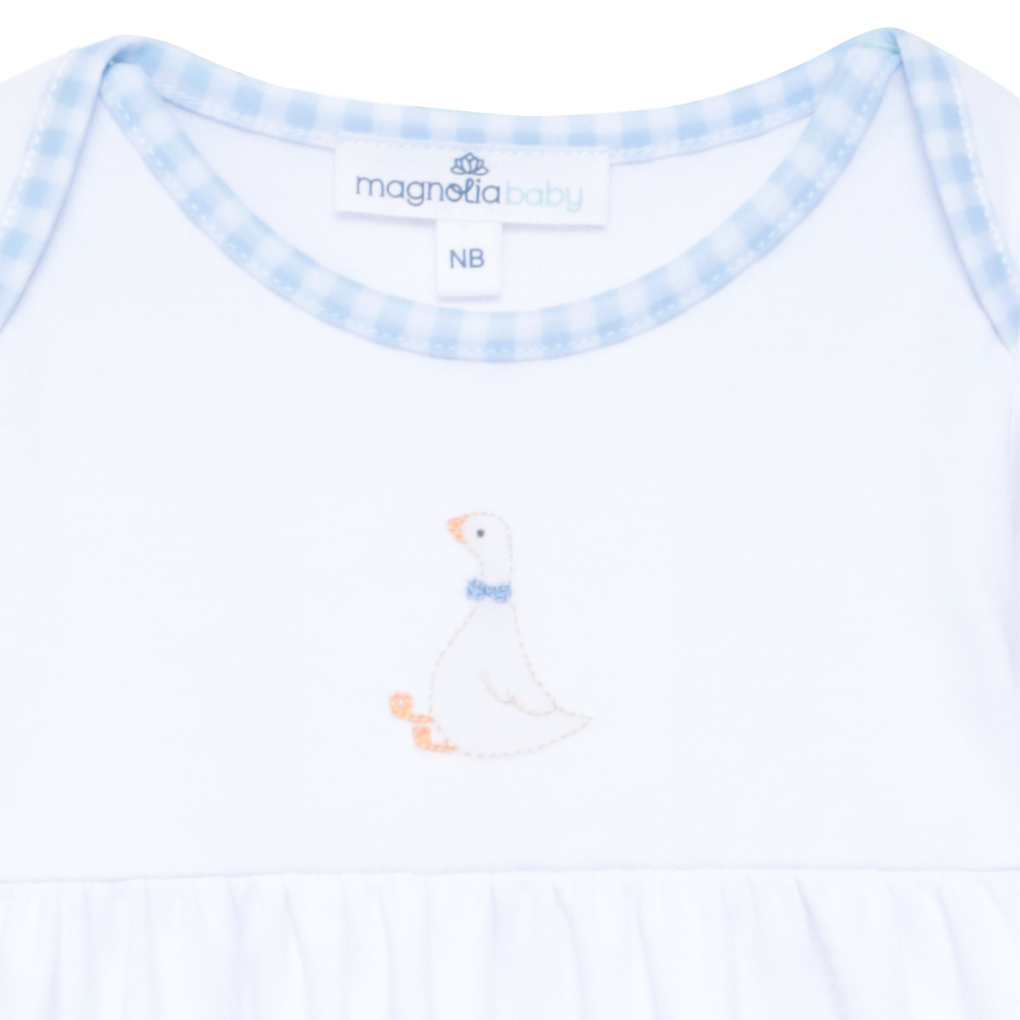 Silly Goose Gathered Gown - Light Blue: Newborn