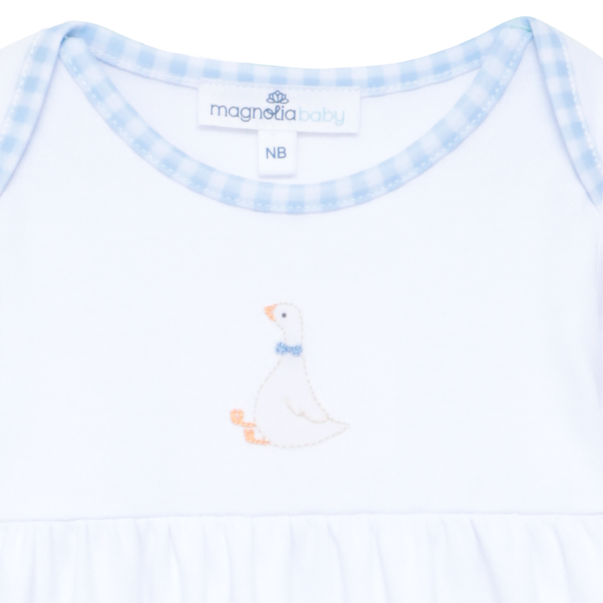 Silly Goose Gathered Gown - Light Blue: Newborn