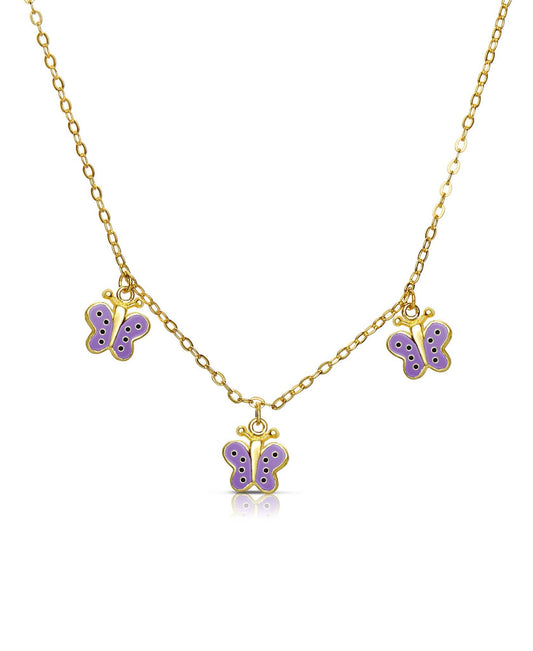 Butterfly Dangle Necklace: Purple