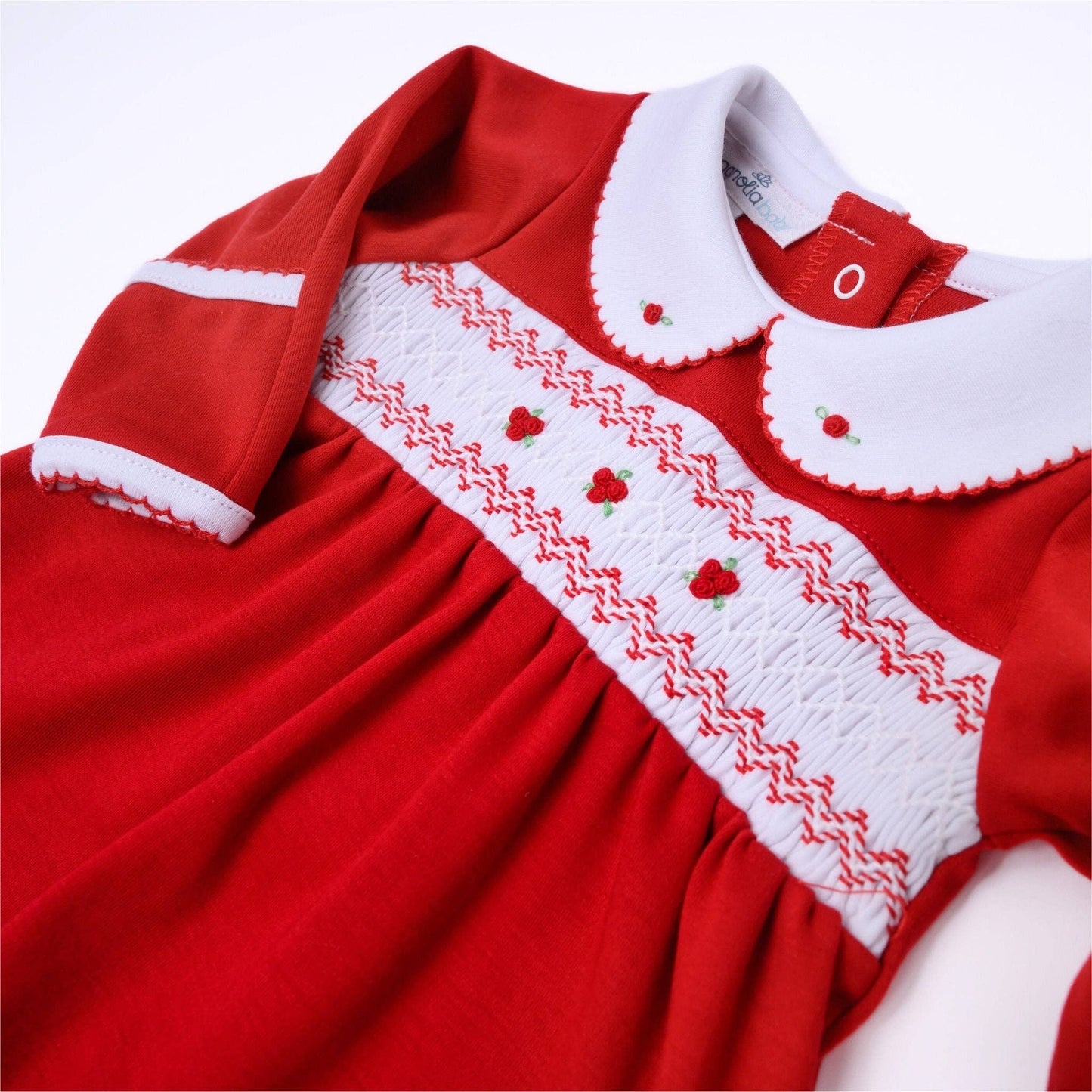 Eve Classics Smocked Girl Footie - Red:
