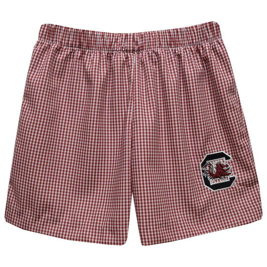 South Carolina Gamecocks Embroidered Gingham Pull On Short