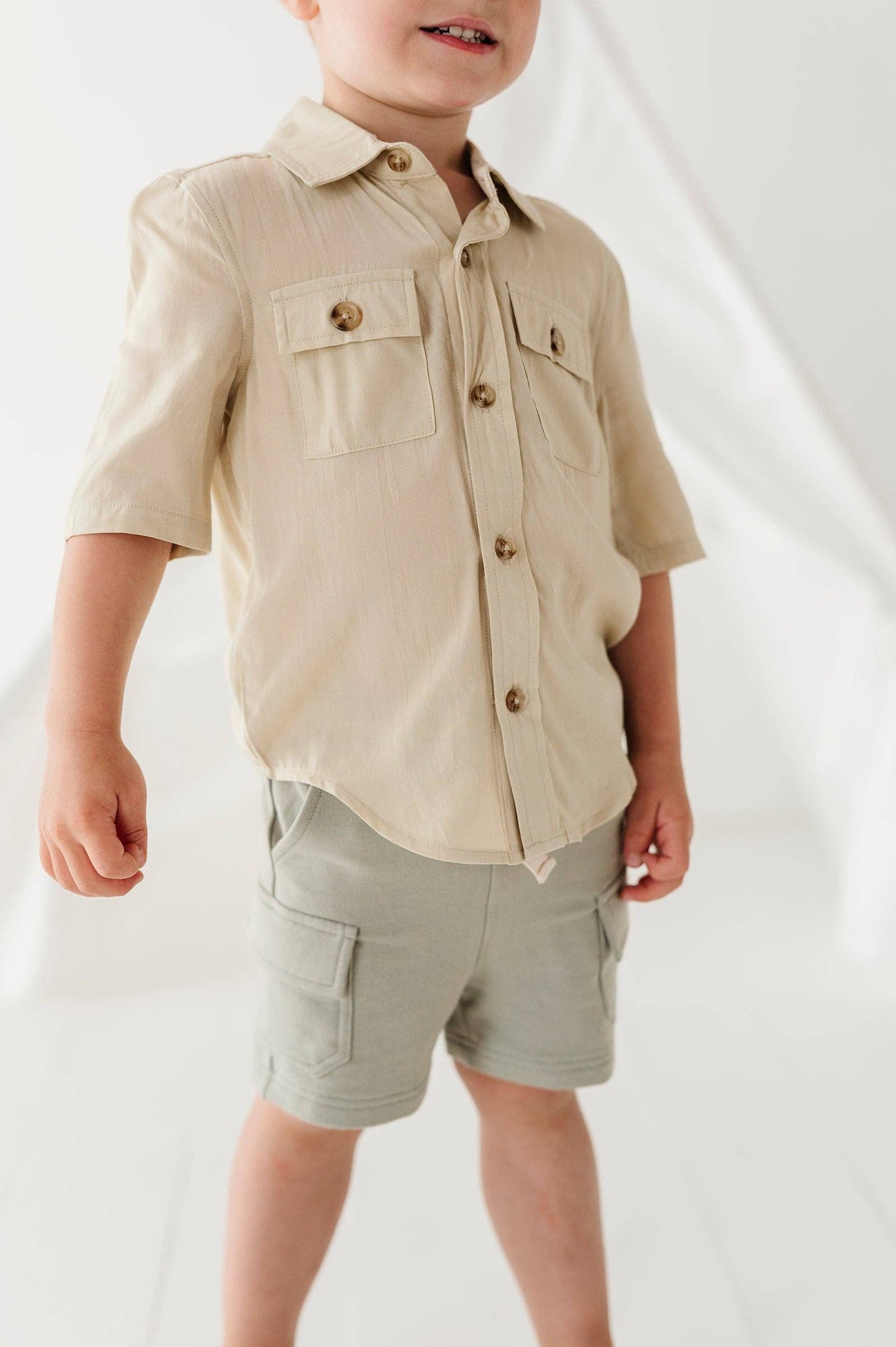 Utility Shirt: Stripe in Toffee