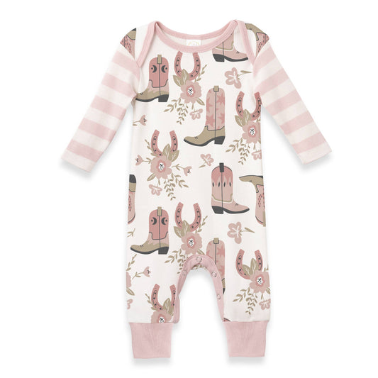 Western Cowgirl Boots Baby Cotton Romper