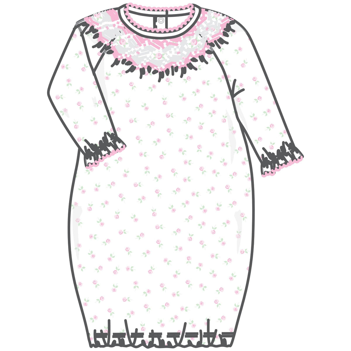 Juliette's Classics Bishop Print Long Sleeve Gown: Preemie