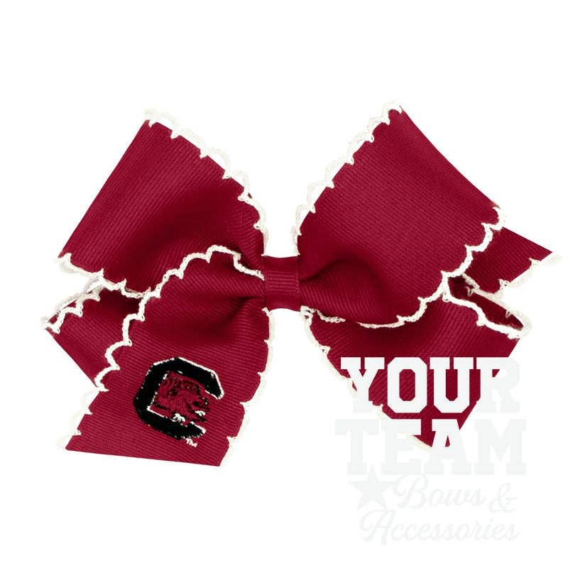 Medium South Carolina Moonstitch Embroidered Hair Bow: SOUTH CAROLINA