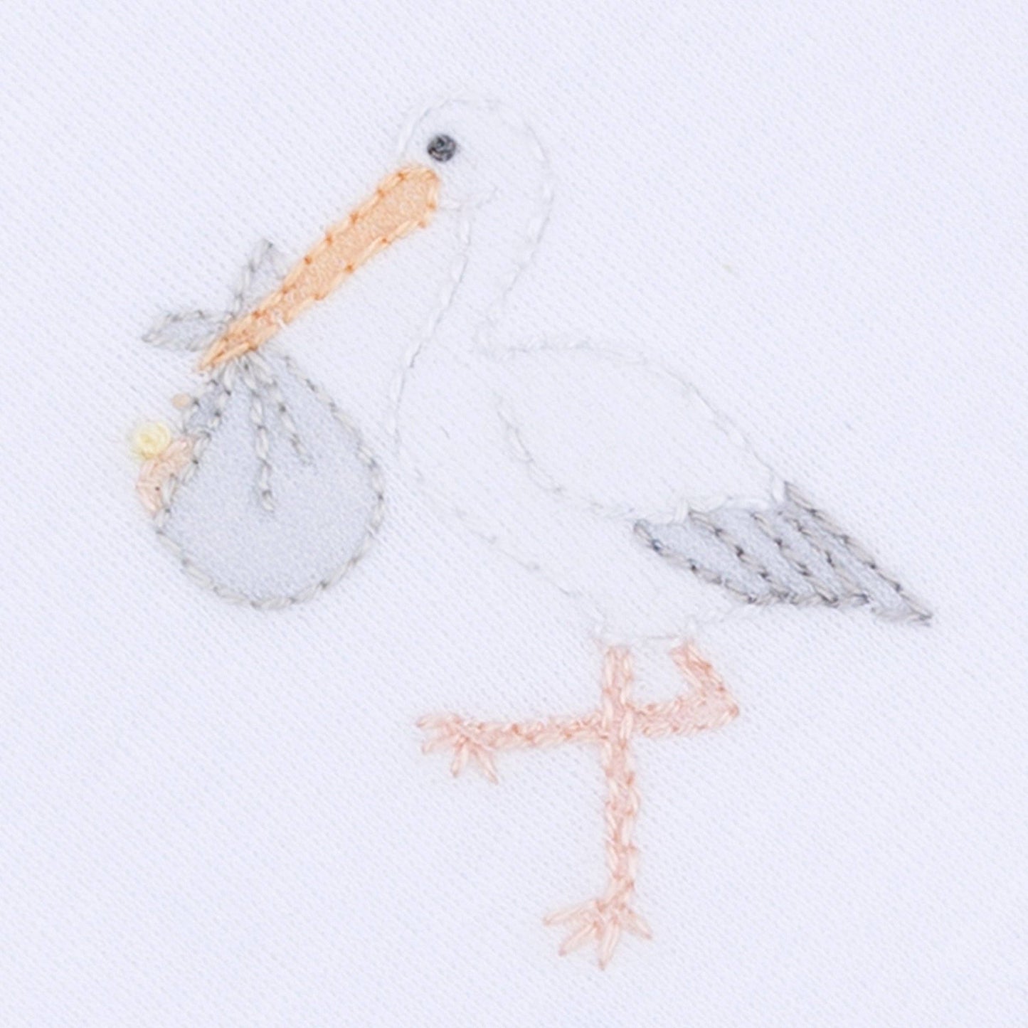 Vintage Stork Gathered Gown - White: