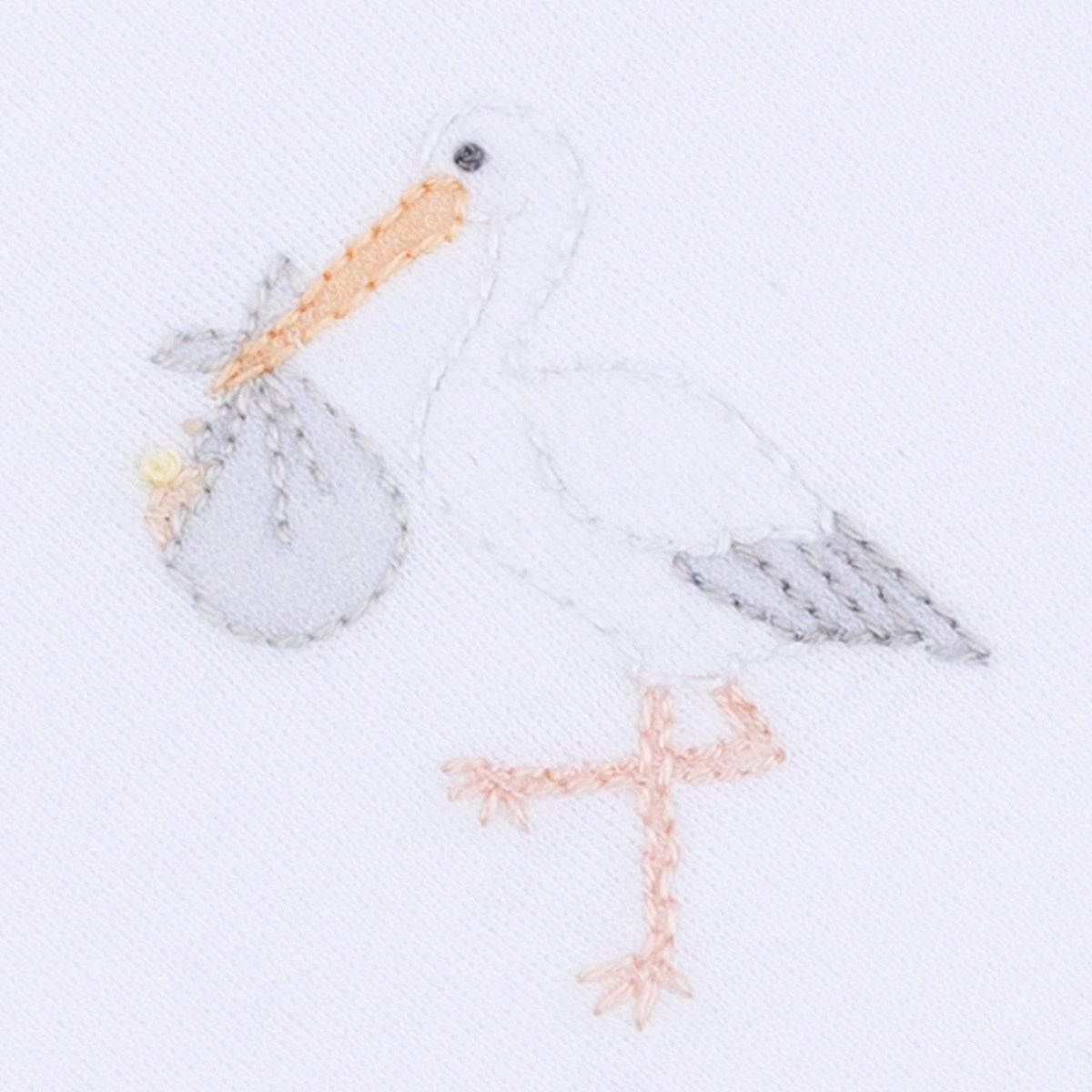 Vintage Stork Gathered Gown - White: