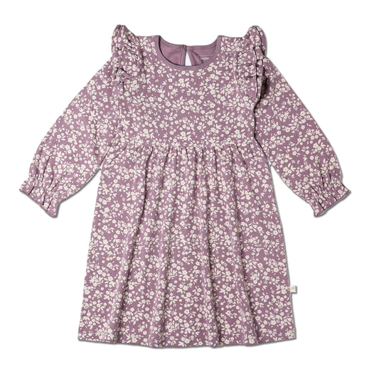 Organic Ruffle Sleeve Dress - Thistle