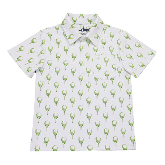 Inshore Performance Polo White Golf Print: White Golf Print / 2t