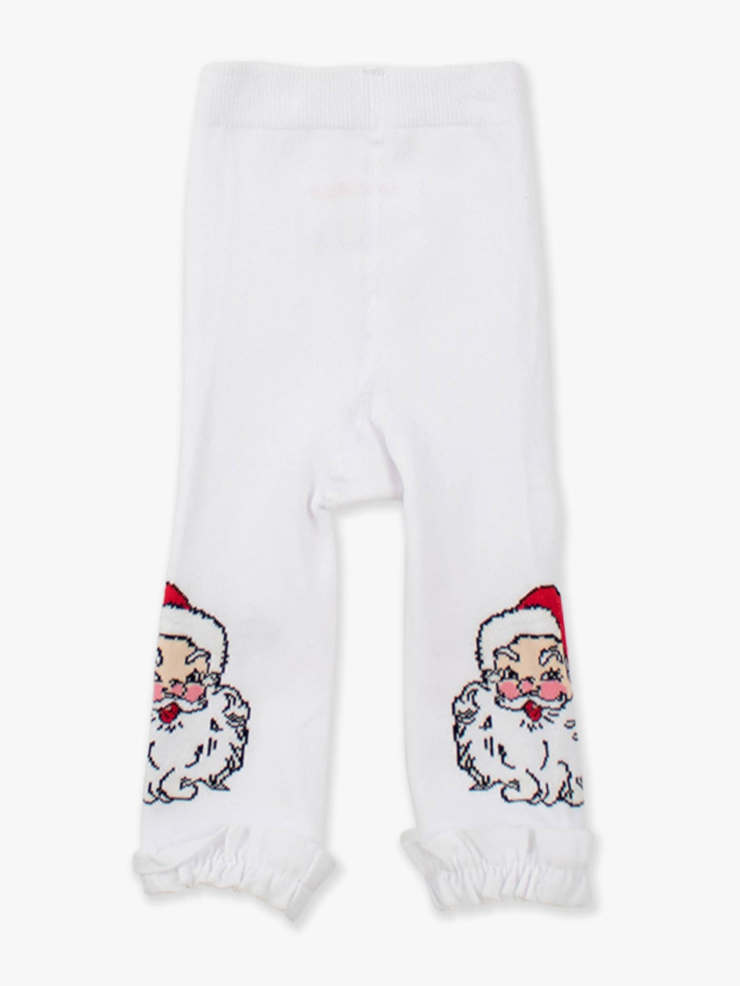 Girls Santa Joy Patterned Footless Ruffle Tights: White