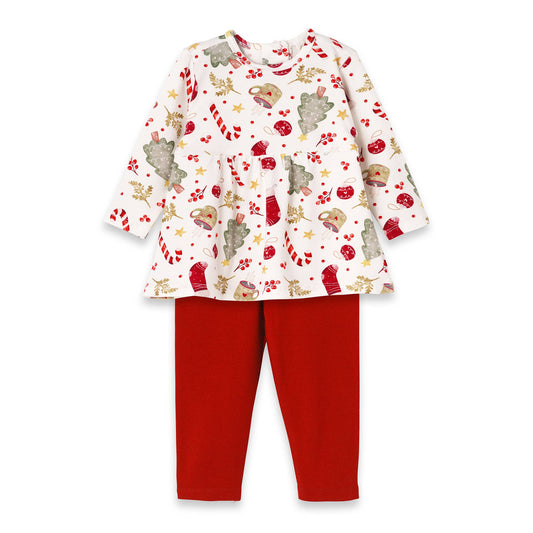 Girls' Christmas Tunic Set – Bamboo Holiday Outfit Set