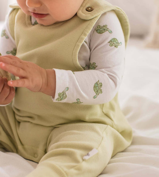 Tortoise Jumpsuit & Bodysuit Set: Mint Tea