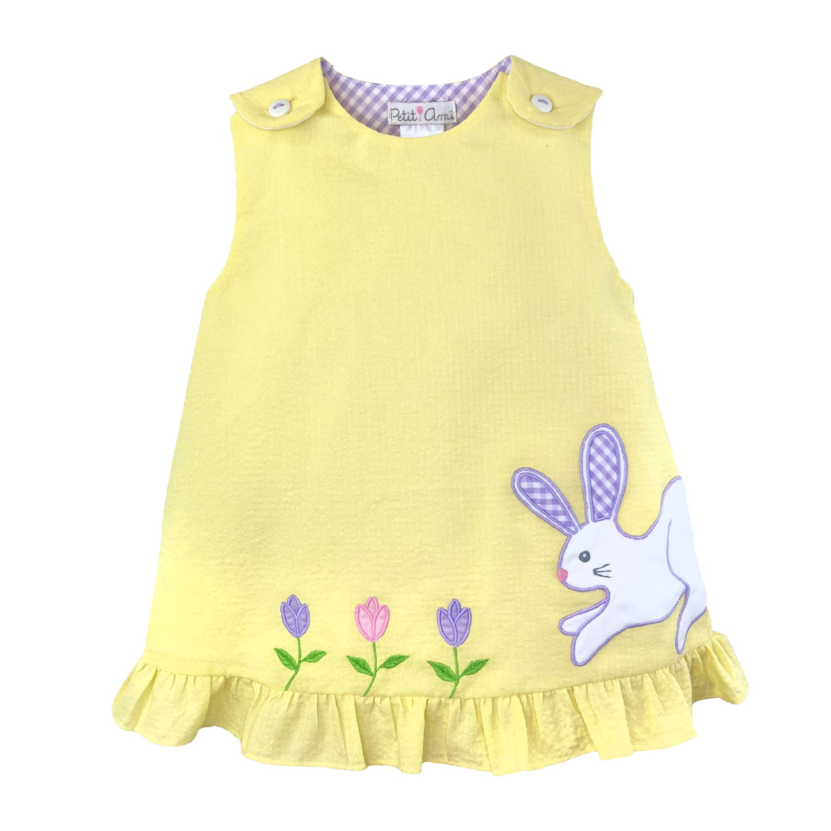 Sun Dress with Bunny and Flower Appliques