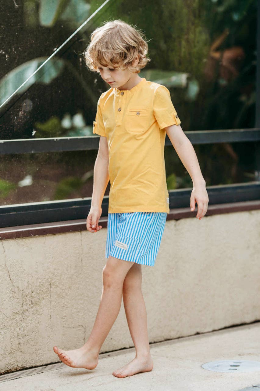 Boys Yellow Short Sleeve Tab Tee
