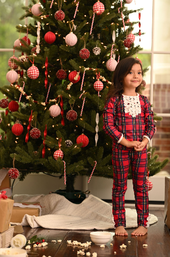 Christmas 2025 Pajamas - Tartan- Girls Ruffle Buttflap