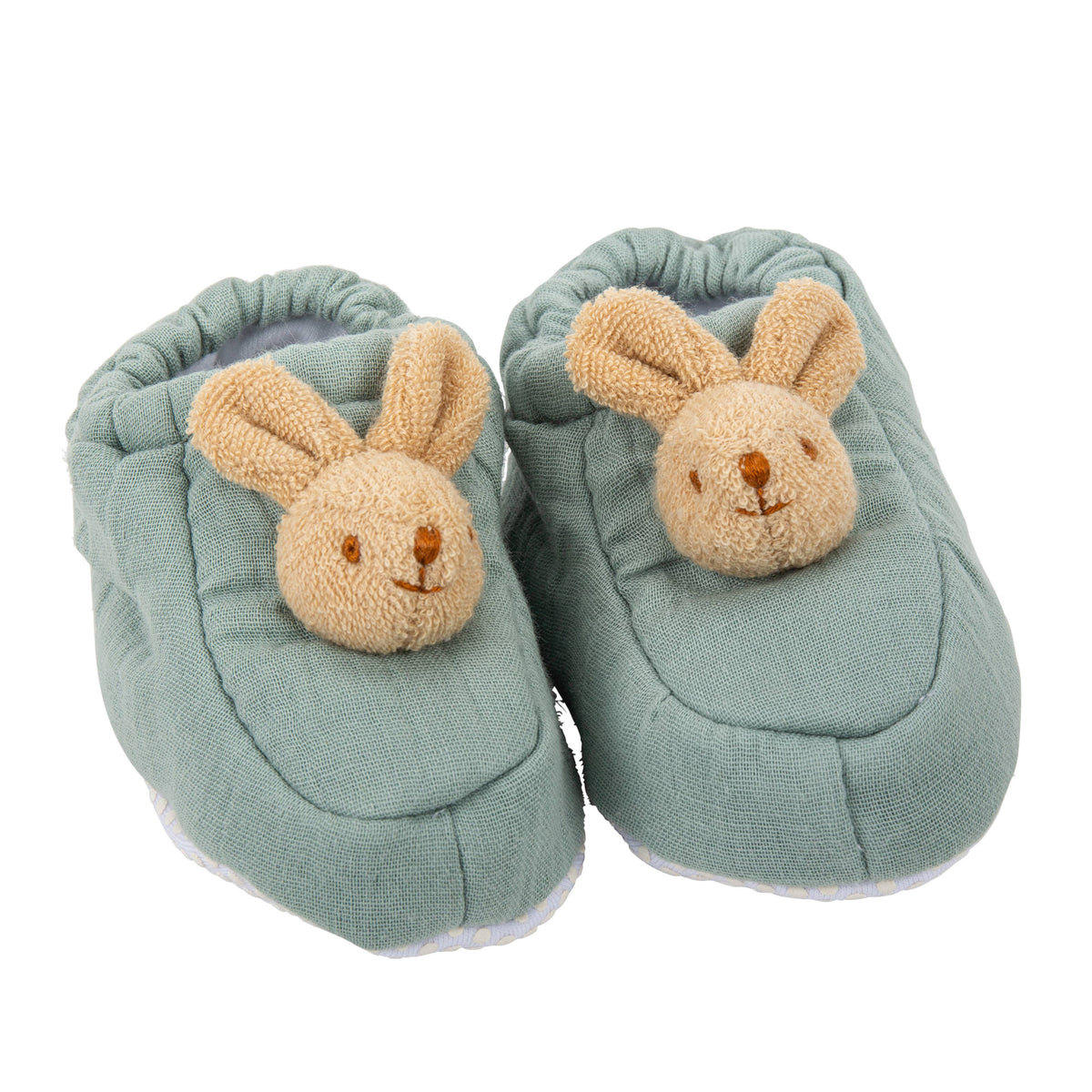 Organic Cotton Bunny Slippers Sage