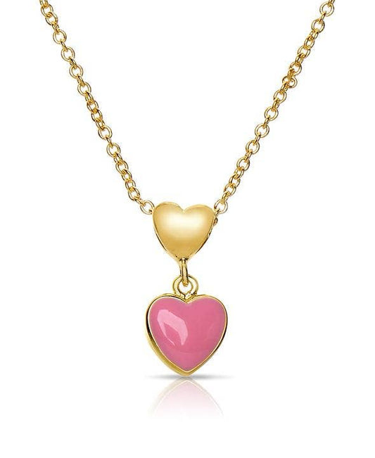 Double Heart Pendant: Pink