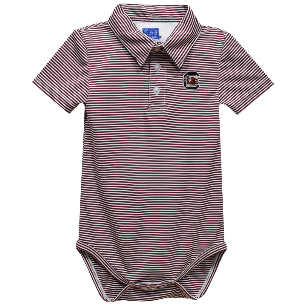 South Carolina Gamecocks Embroidered Stripe Polo Onesie - Wild Lapin Children’s Boutique