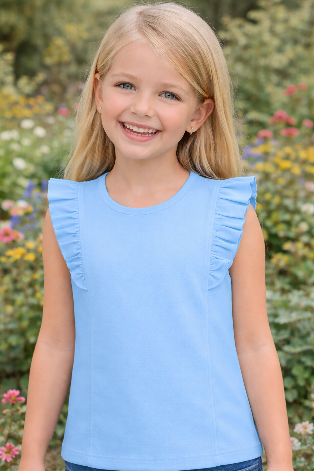 Positano Collection Blue Girl's Pima Top:
