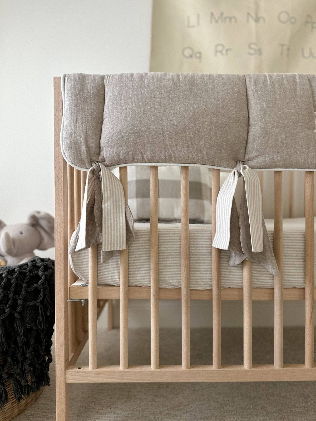 Flax Linen and Flax Linen Stripe 2-pc. Bedding Set - Wild Lapin Children’s Boutique