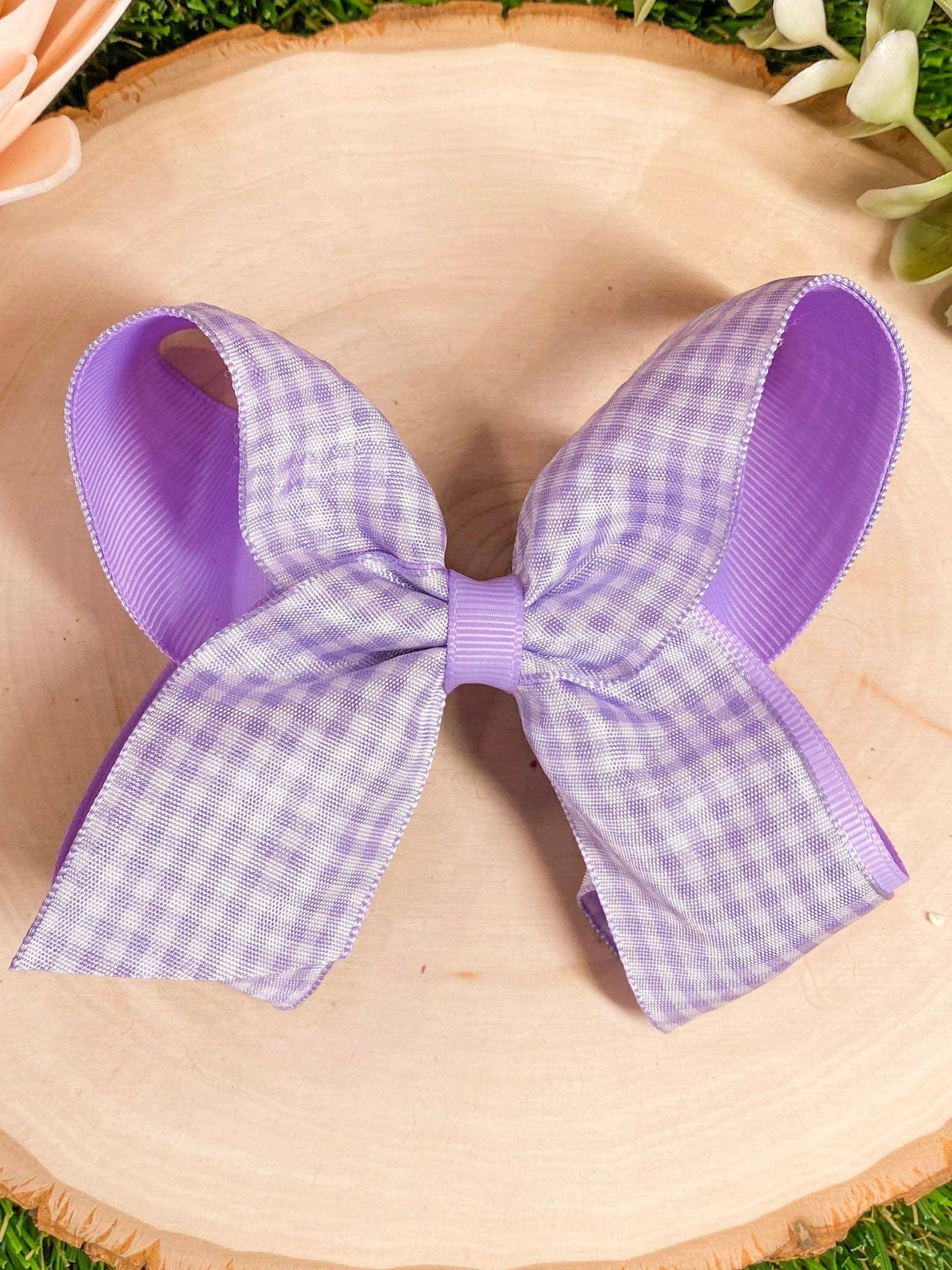 Gingham Classic Boutique Hair Bow | Clip or Headband: Maroon / Double Prong Alligator Clip