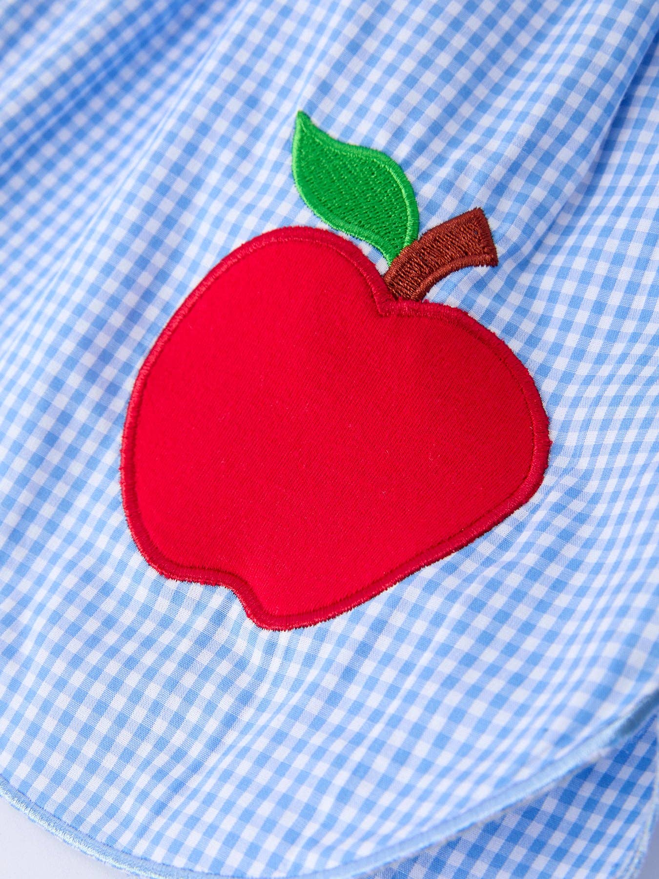 Back To School Apple Applique Plaid Girls Dress Smocked: 5