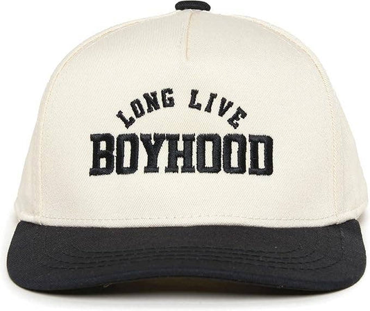 Kids/Baby Two Tone Cap - Long Live Boyhood - Black/Beige: Medium/Large (2-9 Years)