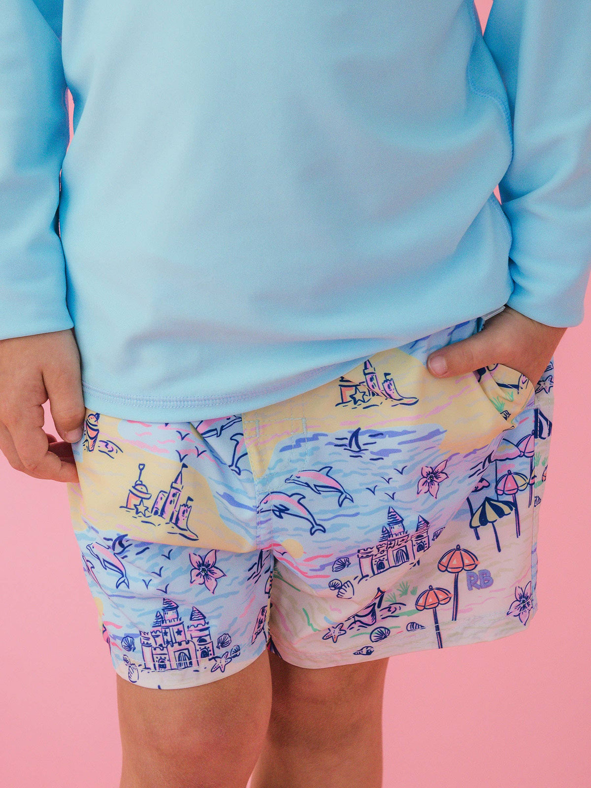 Boys Beach Day Performance Hybrid Swim Trunks: Multi-Color
