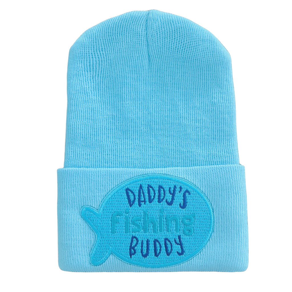 DADDY’S FISHING BUDDY Boy or Girl Fishing Hat Newborn Hat: Blue Boy