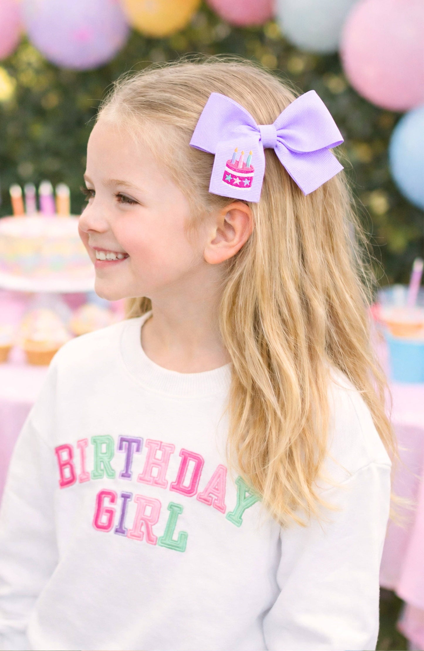 Birthday Cake Hair Bow: Pink