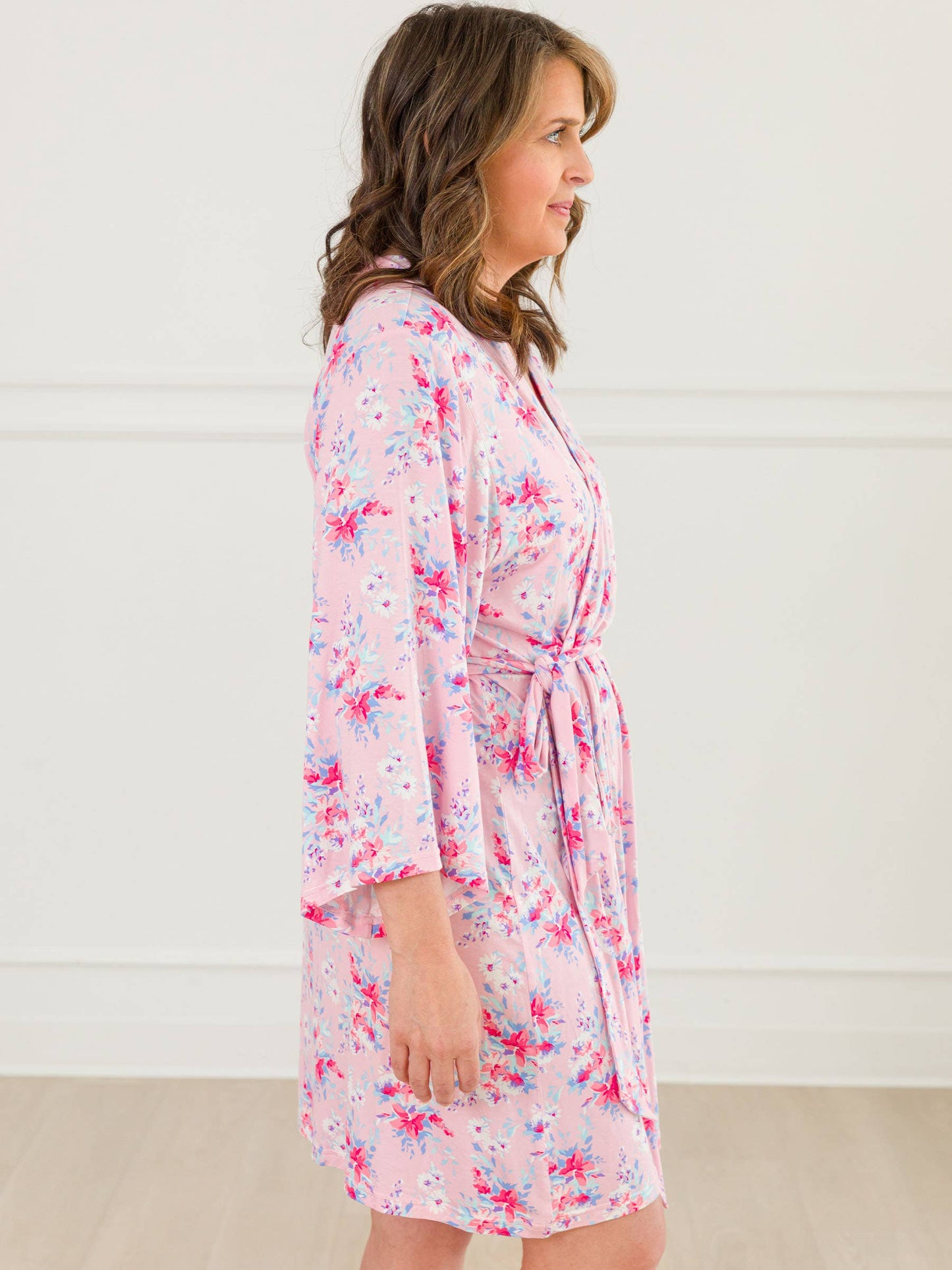 SoftSnooze™ Women's Bamboo Viscose Pretty in Pink Floral Mommy & Me Maternity Robe & Gown