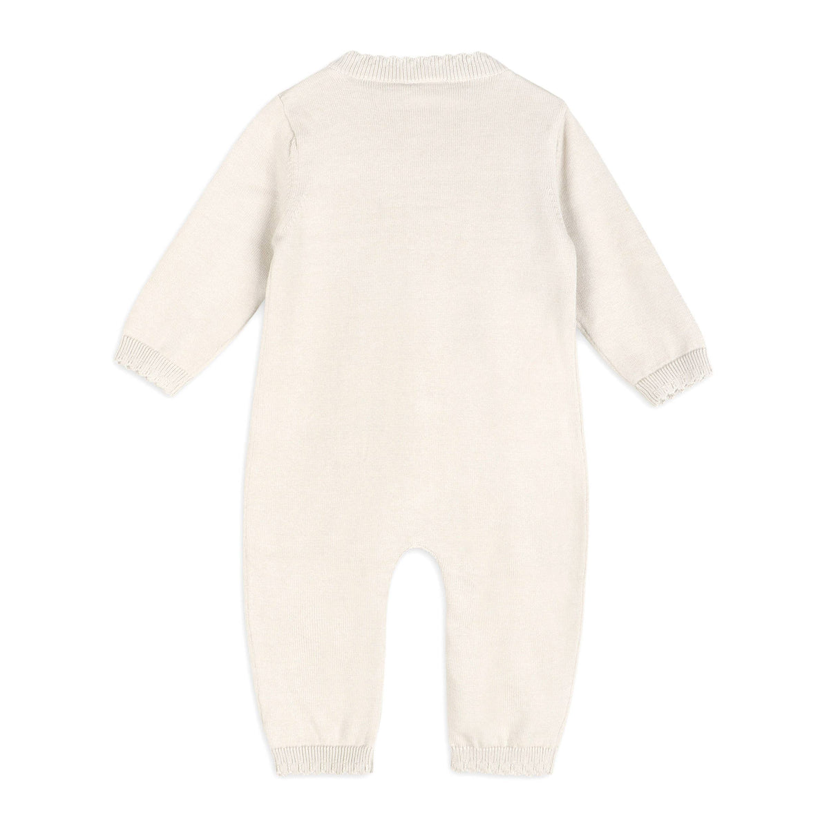 Evie Bow Pointelle Knit Baby Jumpsuit (Organic Cotton): Ecru