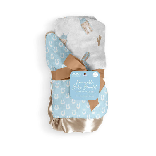 Reversible Baby Blanket - Howdy Partner Blue